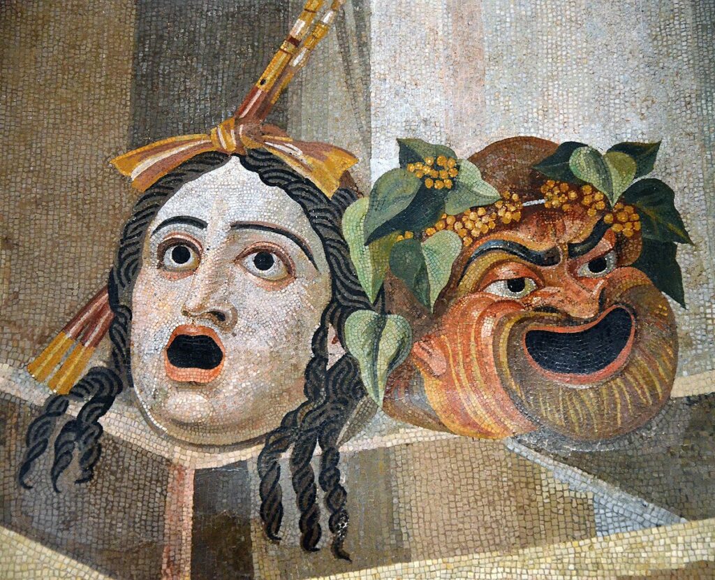 Mosaico Romano ritraente maschera tragica e comica (Musei Capitolini)
