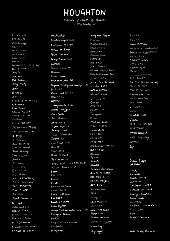 Lineup Houghton Festival 2022